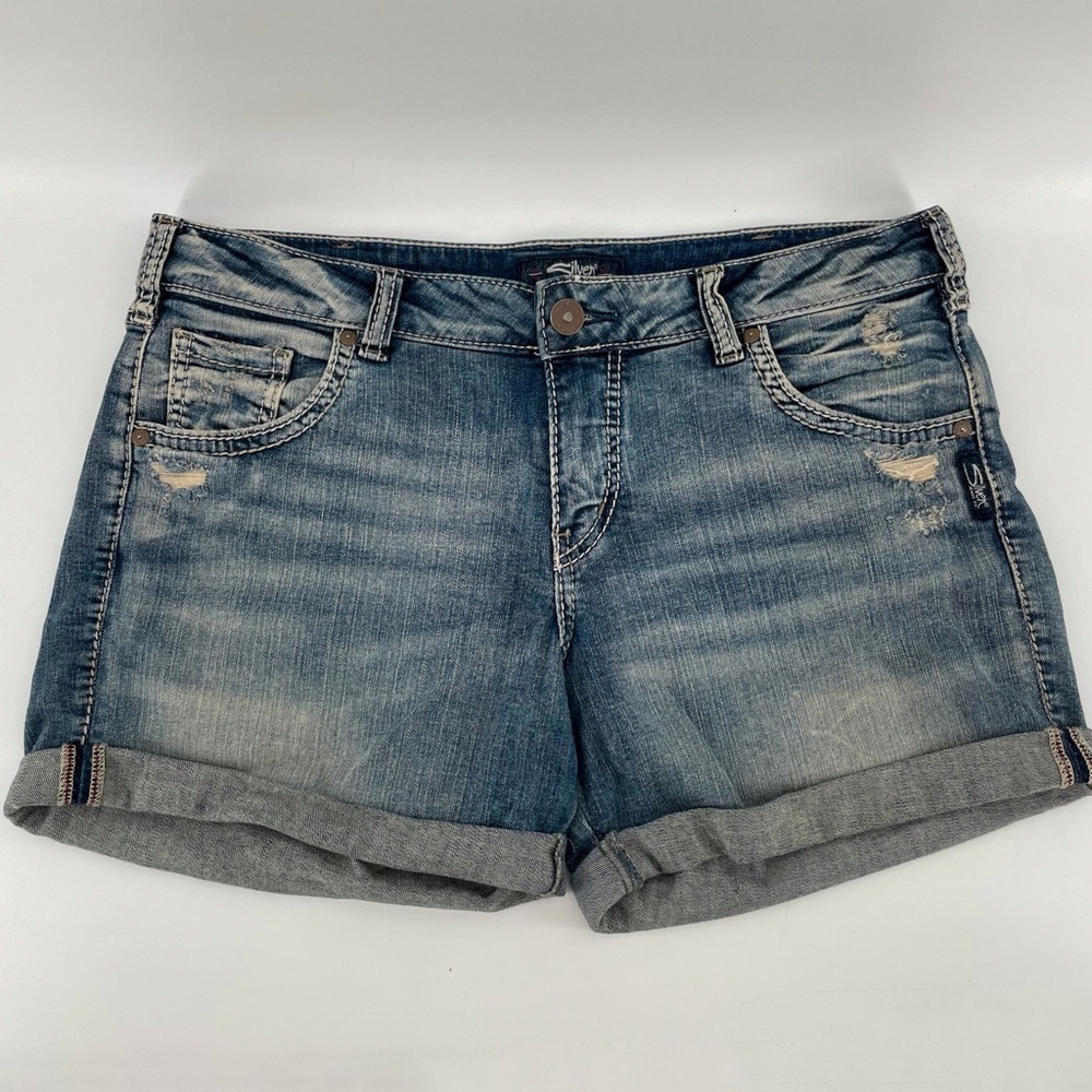 Silver Jeans Sam Shorts Blue Denim Cuffed 35